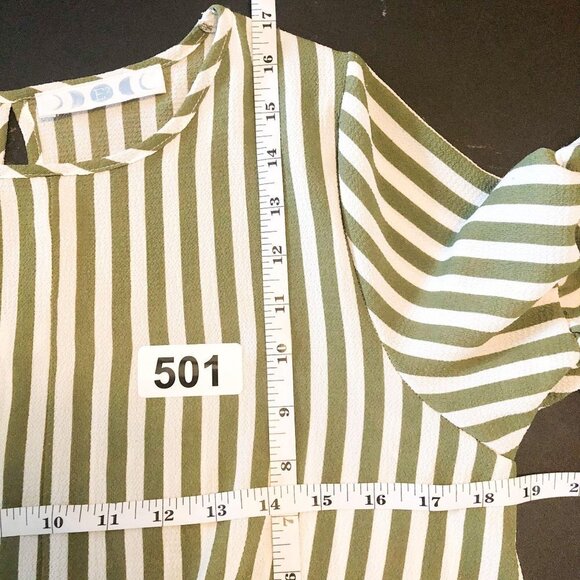 E2 Striped Tie front Cropped Blouse - Picture 7 of 7